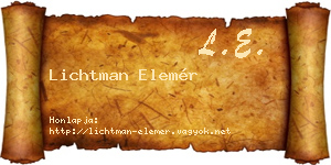 Lichtman Elemér névjegykártya